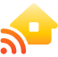 An icon of a house with a check mark in front of it.   