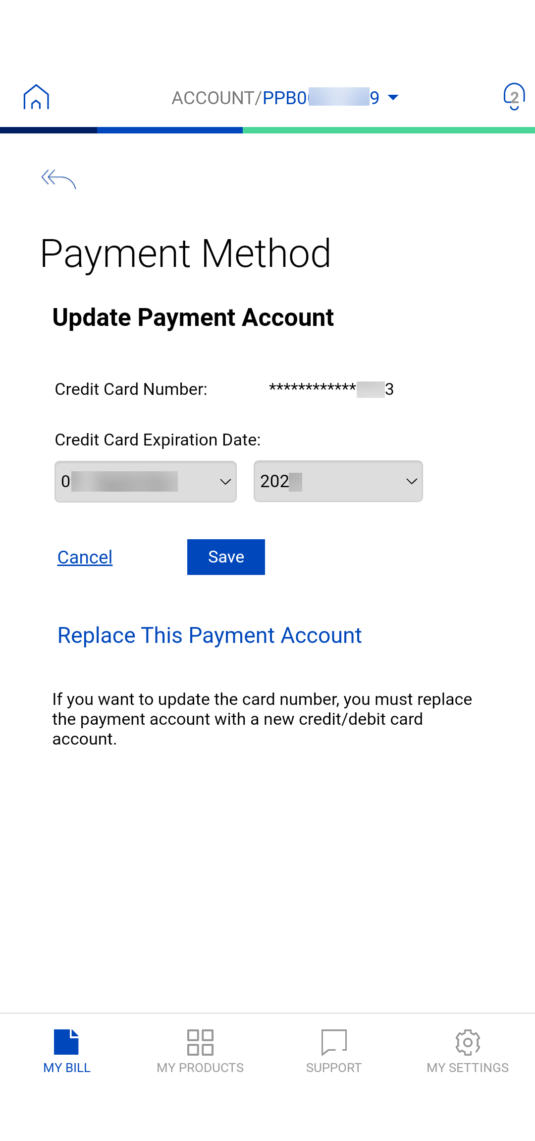 app screenshot update payment account