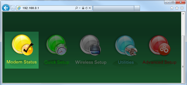 Modem Status menu image