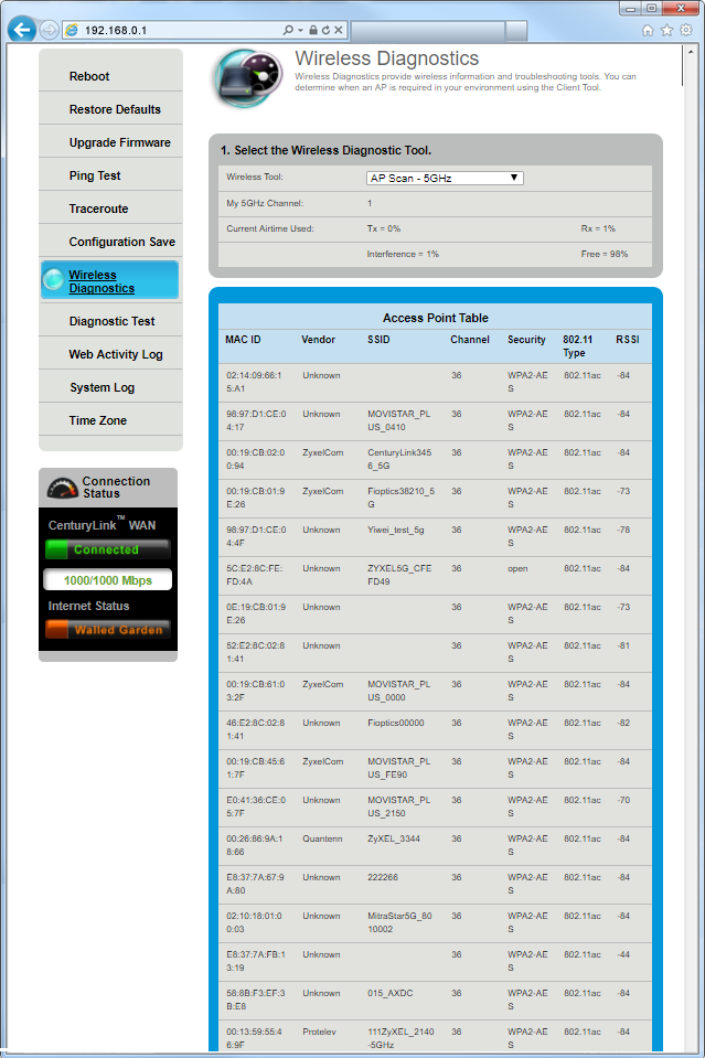 AP scan 5 gigahertz screenshot