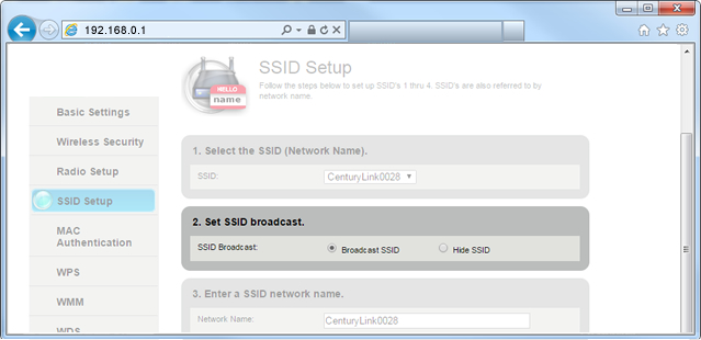 choose Enable SSID from menu