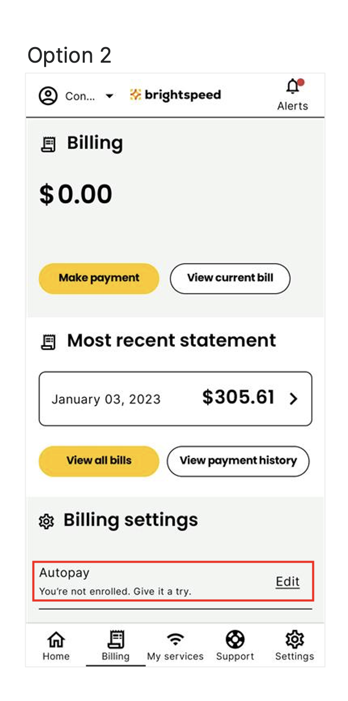 screenshot from app - My Bill AutoPay