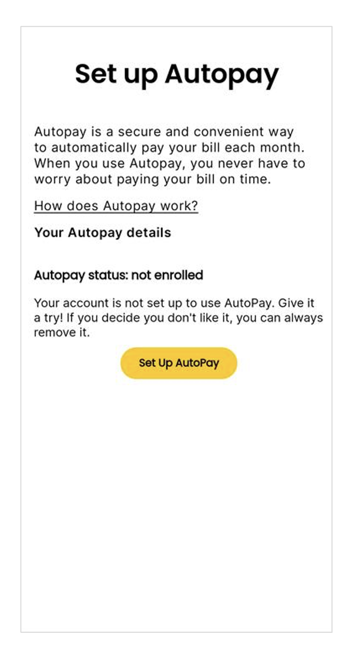 screenshot from app-Set Up AutoPay